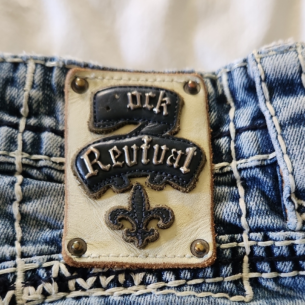 Rock Revival Light Blue Distressed Men's Jeans - Picture 5 of 7